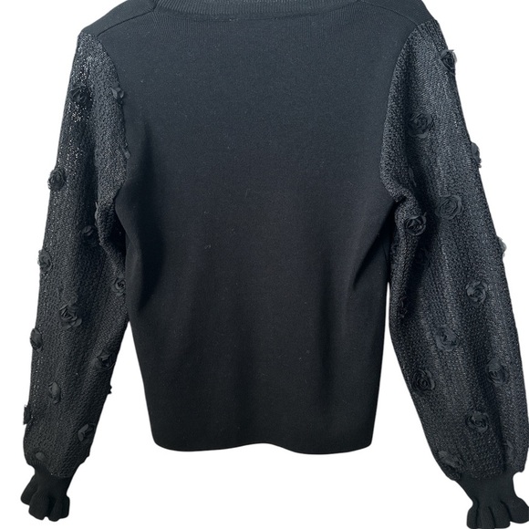 NANETTE LEPORE Black Long Sleeves Knit Winter Top Sweater S/M BNWT - Picture 3 of 7